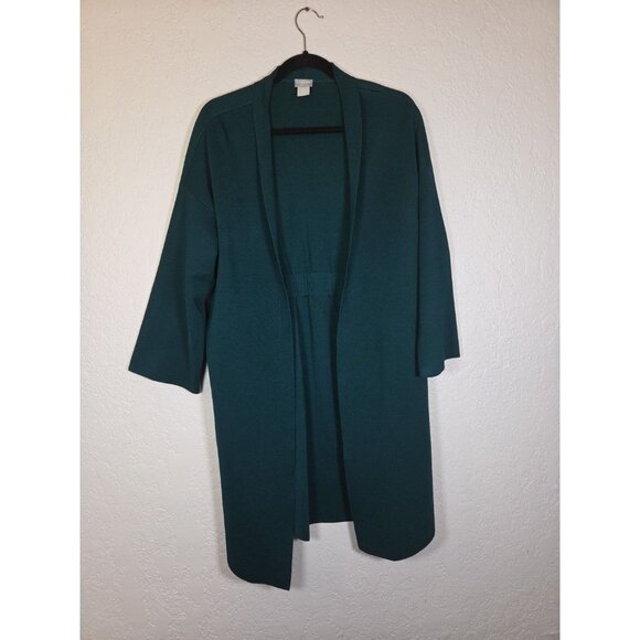 Chico's Travelers Sz 0 Small Oversized Hunter Green Open Long Cardigan - Picture 1 of 5